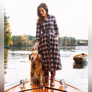 Kiel James Patrick•camel color•CLASSIC•sz.:0•Plaid Cotton Flannel•shirt dress